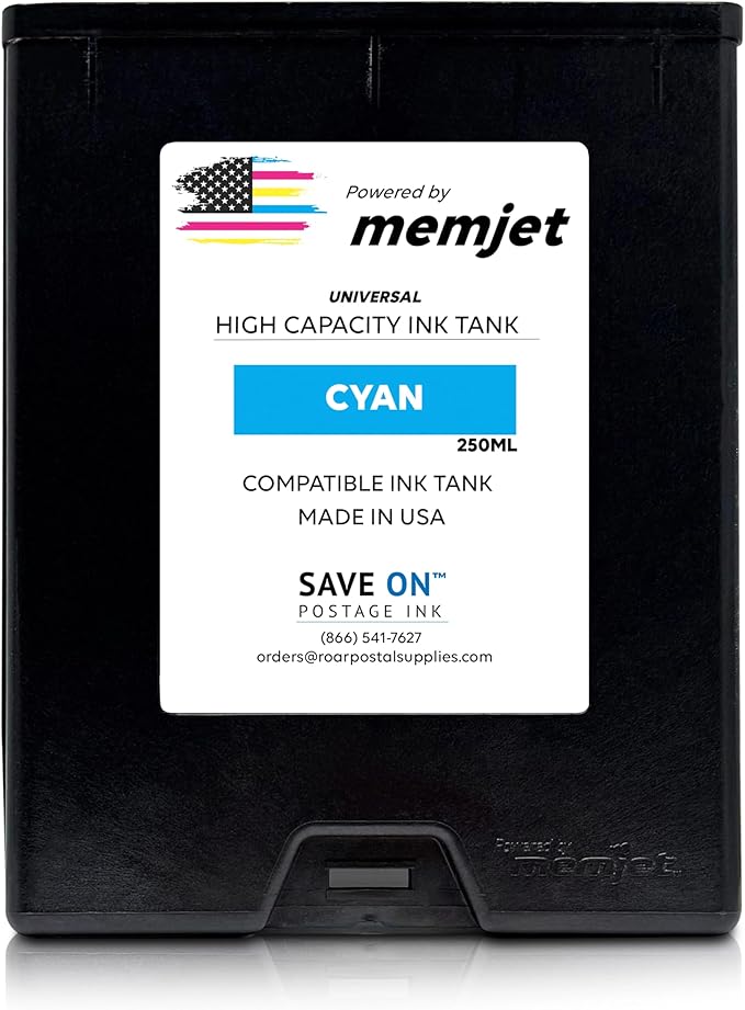 Quadient Memjet M5K250-N Compatible High Capacity Cyan Printer Ink Tank (250ml) - Printer Ink Cartridge for Mach Series Quadient & Hasler Printers - Fade-Resistant Replacement Inkjet Printer Ink-DeskLoop Office