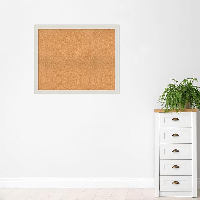 Amanti Art Natural Cork Board for Wall, 35x43 Vision Board with White Frame, X-Large Corkboard Office Decor for Home Organization, Country Rustic Corkboard Pinboard to Display Items for Home-DeskLoop Office