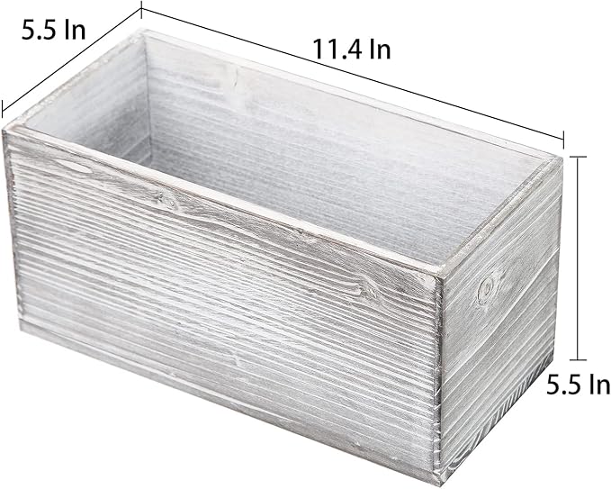 ExoLiry Rustic Gray Wood Mail Box Storage Holder File Organizer Tabletop Wooden - Image 6