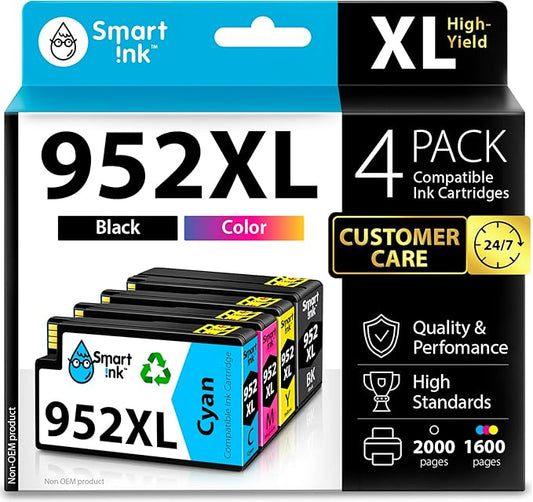 Smart Ink Compatible Ink Cartridges Replacement for HP 952XL 952 XL 4 Combo Pack (Black, Cyan/Magenta/Yellow) to use with HP OfficeJet Pro 8710 7740 8720 8715 8210 8703 OfficeJet 8702 Printers-DeskLoop Office