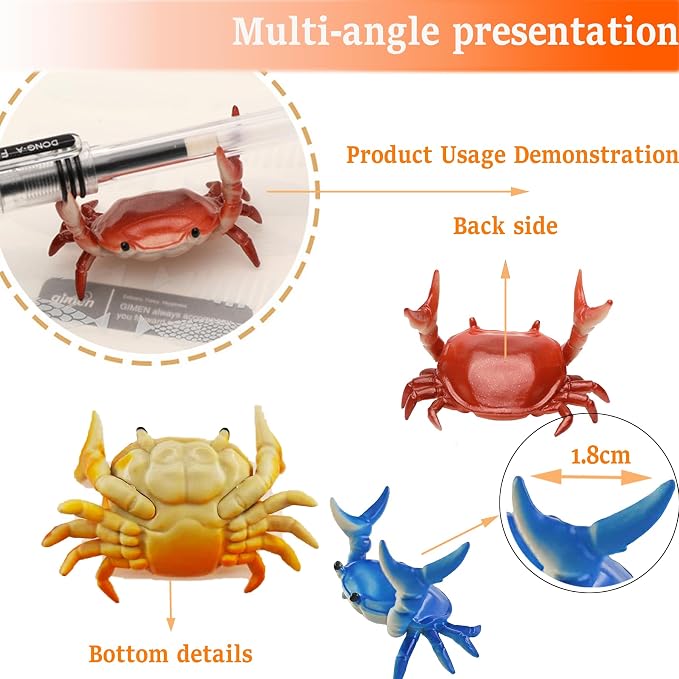 2 Pcs Crab Pen Holder, Creative Weightlifting Desk Crab Pen Holder Stand - Image 4