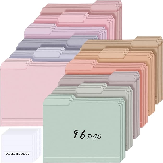 96 Pcs File Folders 9.5x11.6 Inch Manilla Folders Letter Size by Resholder