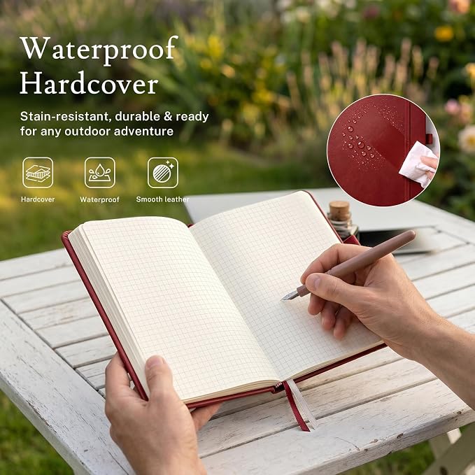 PAGELYST Graph Grid Paper Notebook, 200 Pages, 4 Pack Leather Hardcover Notebook - Image 5