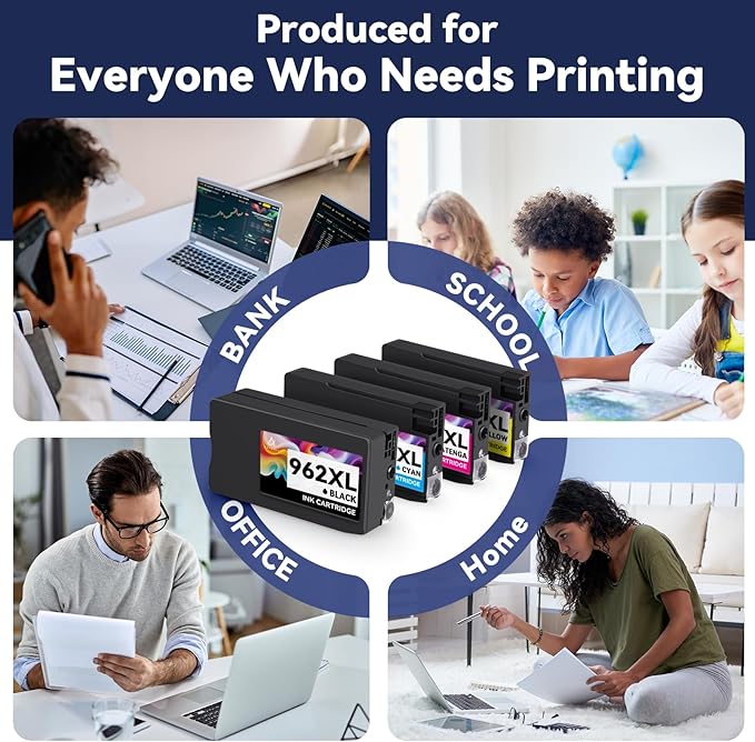962xl Ink cartridges Compatible for HP 962 XL HP962XL Ink Combo Pack Work with HP Office Jet Pro 9010 9010e 9015e 9018e 9020 9020e 9025 9025e Series (4 Pack kcmy)-DeskLoop Office