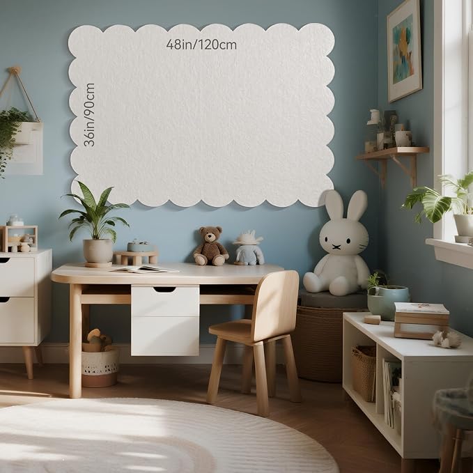 Lightomorrow Scalloped Bulletin Board, 48 x 36 Inches Felt Pin Board - Image 8