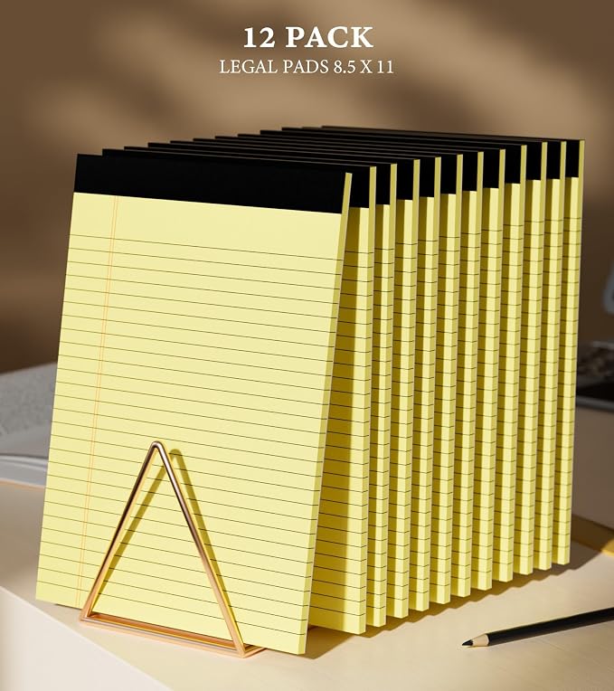 Legal Pads 8.5 x 11 Yellow Note Pads Wide Ruled, 12 Pack Yellow Notepad - Image 7