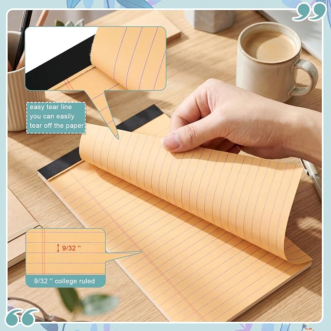 Lincia 12 Pcs 5" x 8" Small Legal Pads Colored Lined Note Pads Narrow Ruled - Image 4