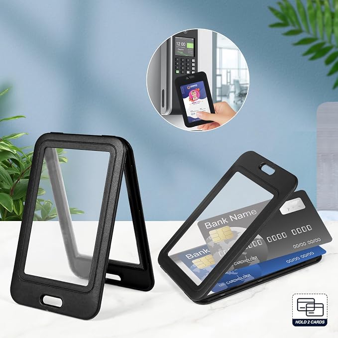 Clear Double Sided Visualization Window Vertical Plastic ID Name Card Holders - Image 4