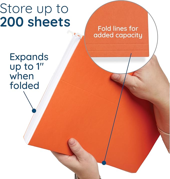 25 Blue Summit Supplies Legal Size Hanging Orange File Folders - Image 4