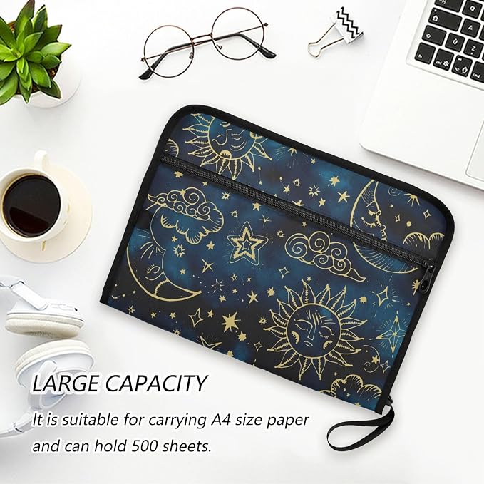 Expanding File Folder Sun Moon Boho Cosmos Astrology Accordion File Organizer - Image 5