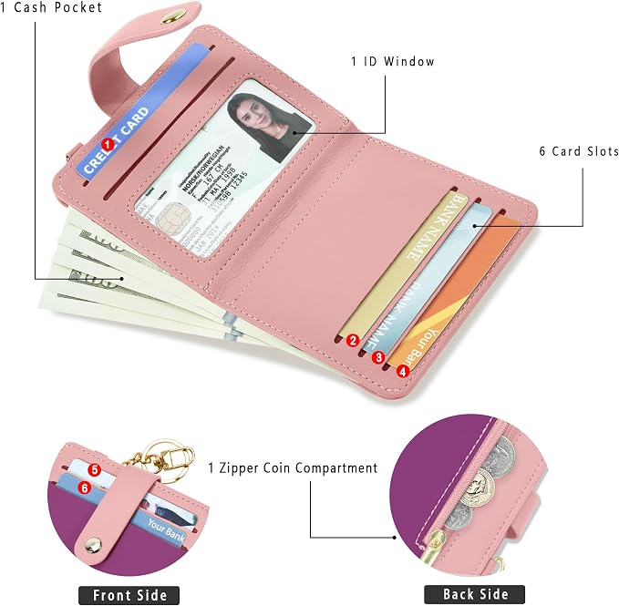 Airkit Small Wallet Women RFID, PU Leather Card Holder - Image 2