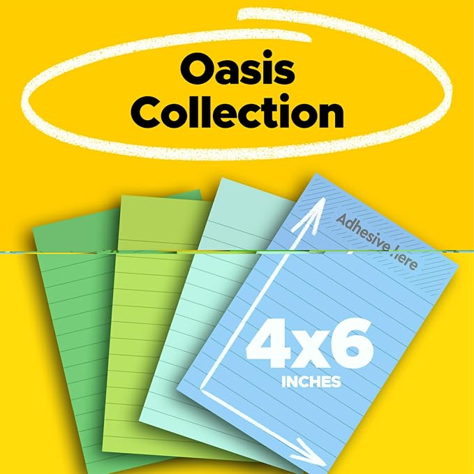 Post-it 100% Recycled Super Sticky Notes, 3 x 3 in, 6 Lined Pads | School - Image 2
