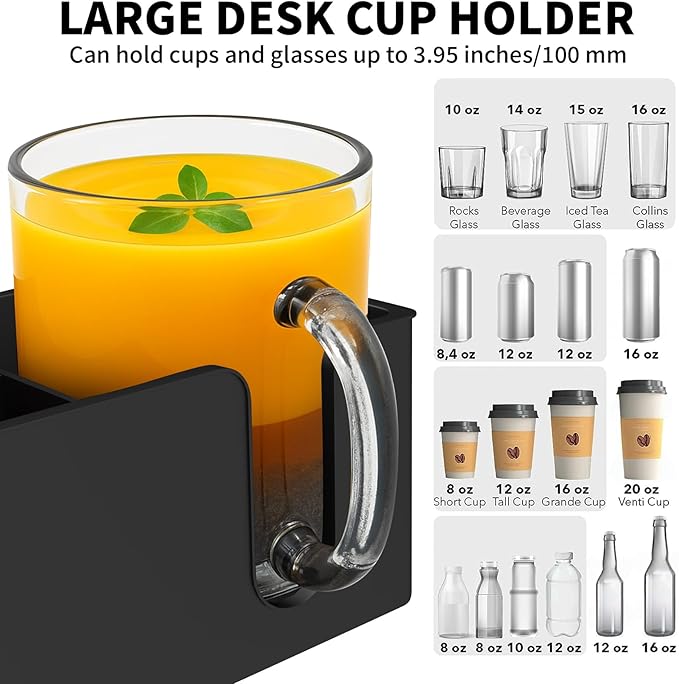 OOKUU 4-in-1 Desk Organizer- Large Desk Cup Holder Clamp - Image 2