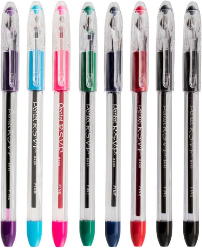 Pentel RSVP Original Ballpoint Pen, Fine Line, 8 Pack - Image 3