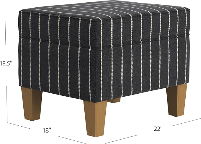 Home Decor | Dinah Collection Modern Storage Ottoman | Ottoman with Storage for Living Room & Bedroom(Black with Boucle Stripe)-DeskLoop Office