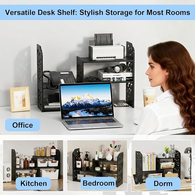 YGYQZ Desk Shelves Desktop Orgnizer Shelf-Black Office Organization - Image 6