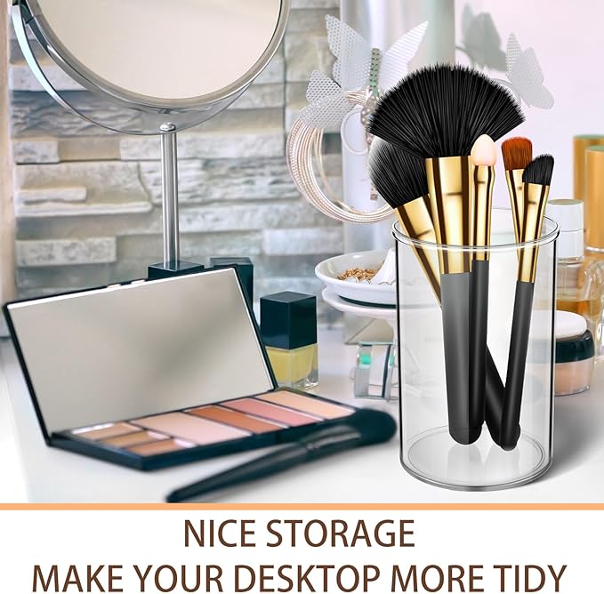 Crtiin 20 Pack Clear Acrylic Pen Holder Makeup Brush Round Pencil Holder for Desk Pen Cups Desk Organizers and Storage Desktop Stationery Organizer for Office School Home Supplies-DeskLoop Office