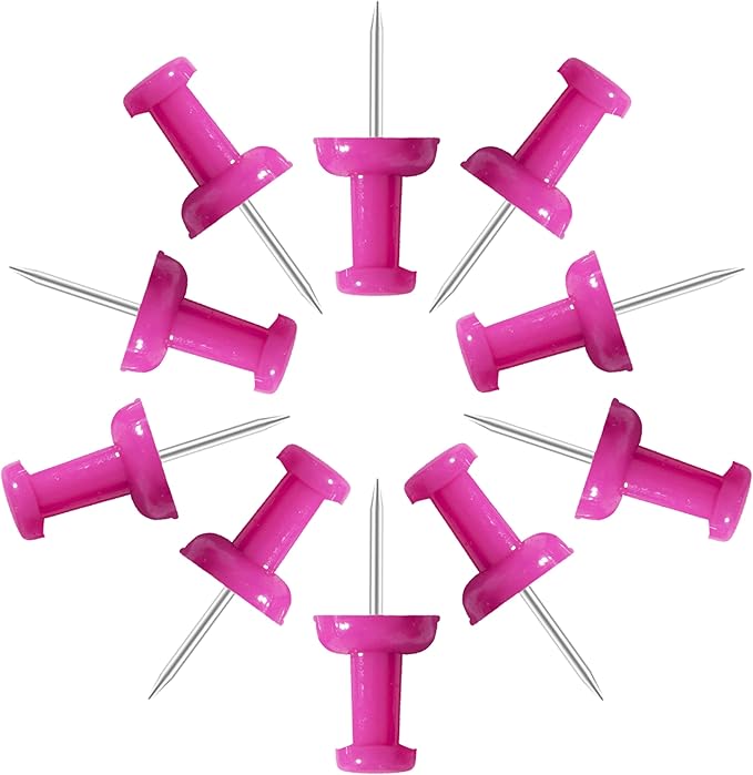 VAPKER Push Pins Tacks 120Pcs Solid Hot Pink Thumb Tacks Larger Size Pin Map by VAPKER