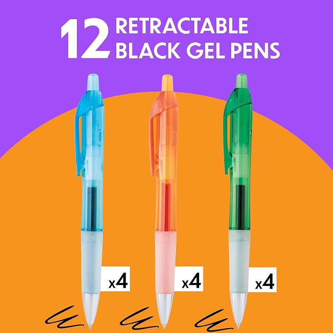 BIC Intensity Clic Black Gel Pens, Medium Point, 12-Count Pack, Retractable Gel - Image 5