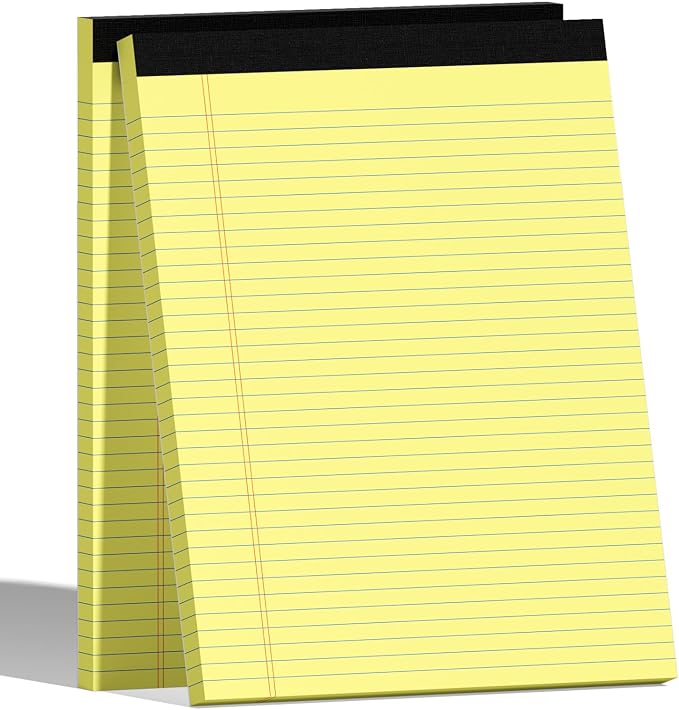 AILZFEI 2-Pack 8.5x11 Inch Yellow Note Pads, 50 Sheets per Pad by Unknown