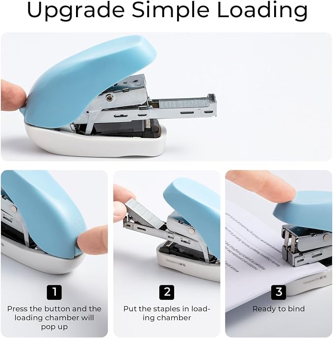 M&G Mini Stapler with Staples, Small Blue Effortless Stapler Set, 20 Sheet - Image 4