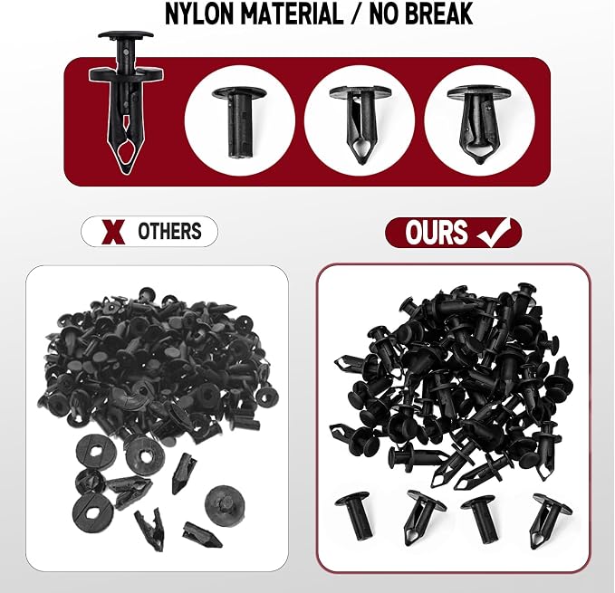Xislet 200Pcs Polaris Push Pins, UTV Nylon Fender Clips & Body Rivets - Image 4