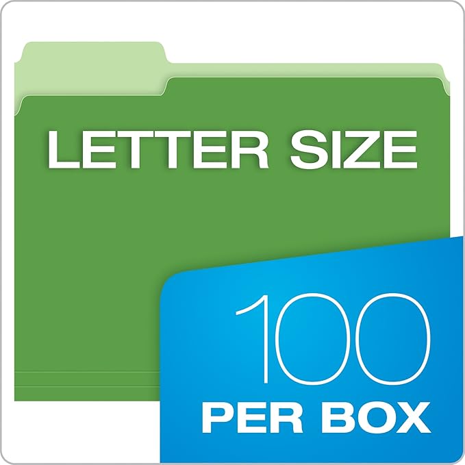 Pendaflex Two-Tone Color File Folders, Letter Size, 1/3 Cut, 100 per box - Image 5