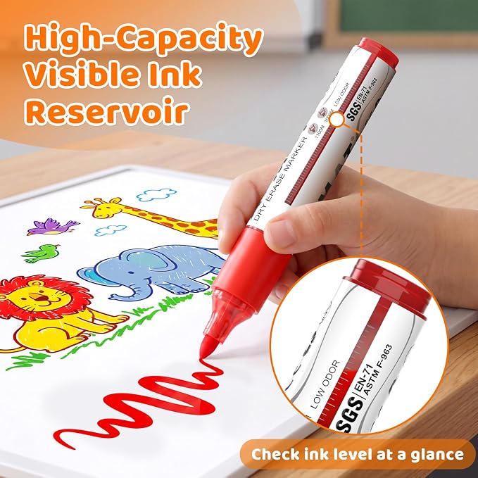 AFMAT Dry Erase Markers, 12-Count Whiteboard Markers, 100 Meters Writing - Image 2