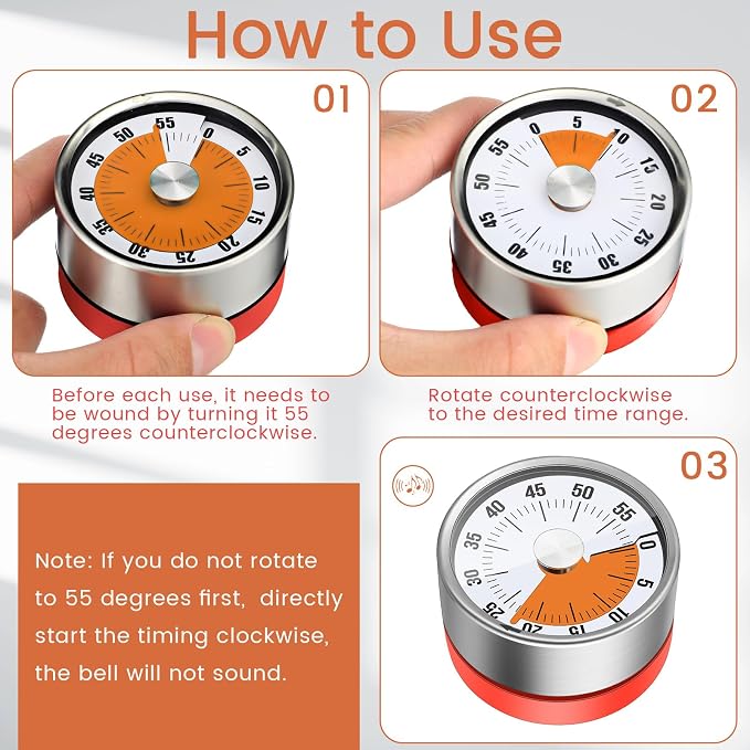 6 Pcs 60 Minute Visual Kitchen Timer Small Classroom Timers - Image 4