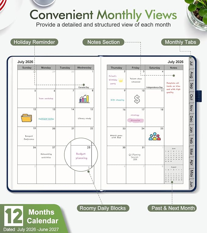 Planner 2026-2027, Academic Weekly and Monthly Calendar Planner from July 2026 - Image 2