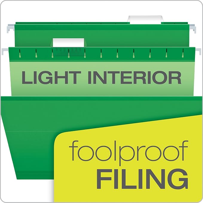 Pendaflex Reinforced Hanging Folders, Legal Size, Bright Green, 1/5 Cut - Image 7