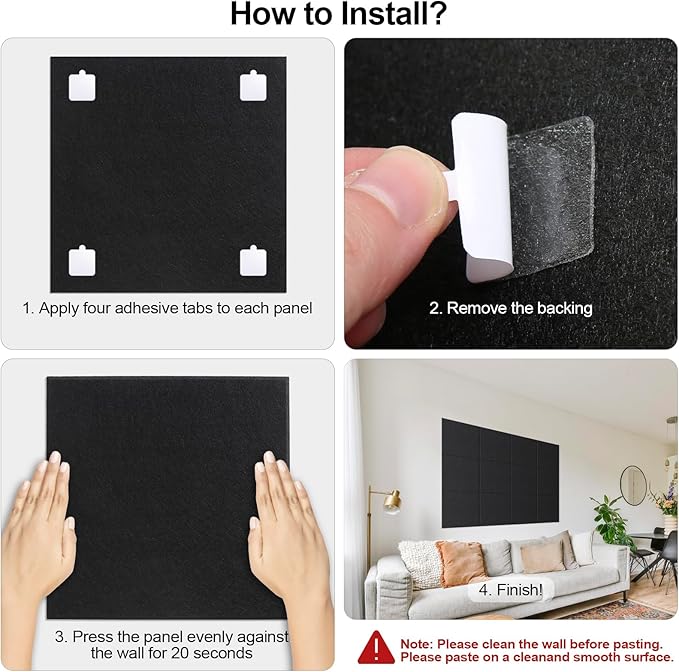 Large Cork Board for Walls 47" x 35" 12 Pack Black Bulletin Boards Felt Wall Tiles with Safe Removable Adhesive Corkboards for Office Home,Black-DeskLoop Office