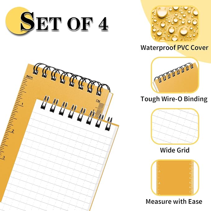 COIDEA Waterproof Notebook, 4 Pack Top-Spiral Pocket Notepad, All Weather - Image 2