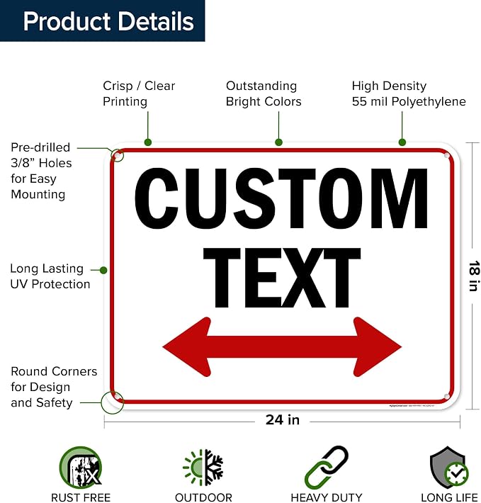 Custom Arrow, Custom Directional Sign, Two Way Arrow, 18x24 Inches, 55 mil - Image 6