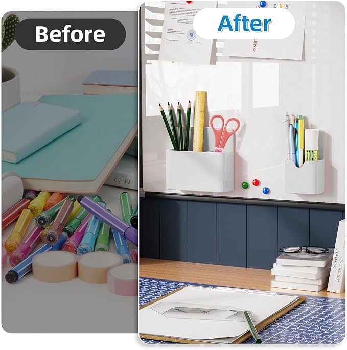 Marbrasse Magnetic Dry Erase Marker Holder, Pen and Eraser Holder - Image 3
