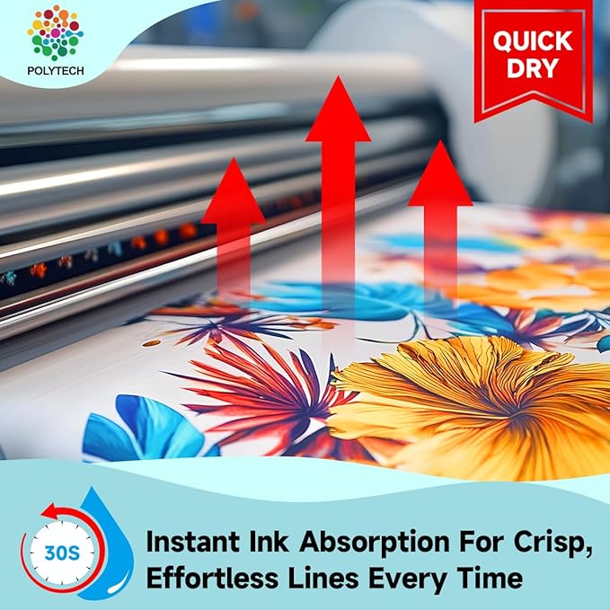 Polytech Sublimation Paper, 8.5x11, 100 Sheets, Heat Transfer Paper for All Sublimiation Blanks, For All Sublimation Printer and Ink, For Tumblers, Magnet Blanks, Ceramic Ornaments, Light T-Shirt,125G-DeskLoop Office