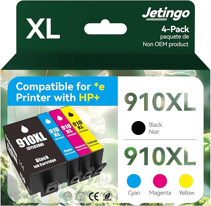 910XL Ink Cartridges Combo Pack Replacement for HP 4 Pack Black and Color 910XL Ink Cartridges HP910 HP910XL for Officejet Pro 8025e 8015e 8028e 8035e 8025 8035 8020 Printer (BK/C/M/Y)-DeskLoop Office