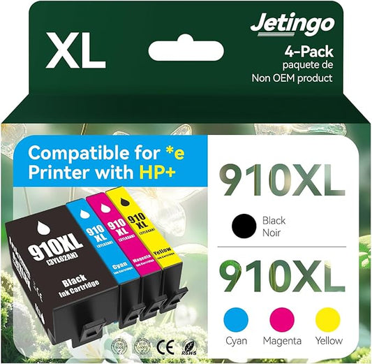 910XL Ink Cartridges Combo Pack Replacement for HP 4 Pack Black and Color 910XL Ink Cartridges HP910 HP910XL for Officejet Pro 8025e 8015e 8028e 8035e 8025 8035 8020 Printer (BK/C/M/Y)-DeskLoop Office