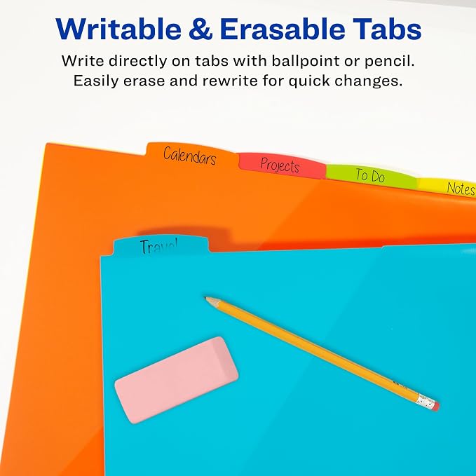 Avery Durable Plastic 8 Tab Write & Erase Dividers - Image 4