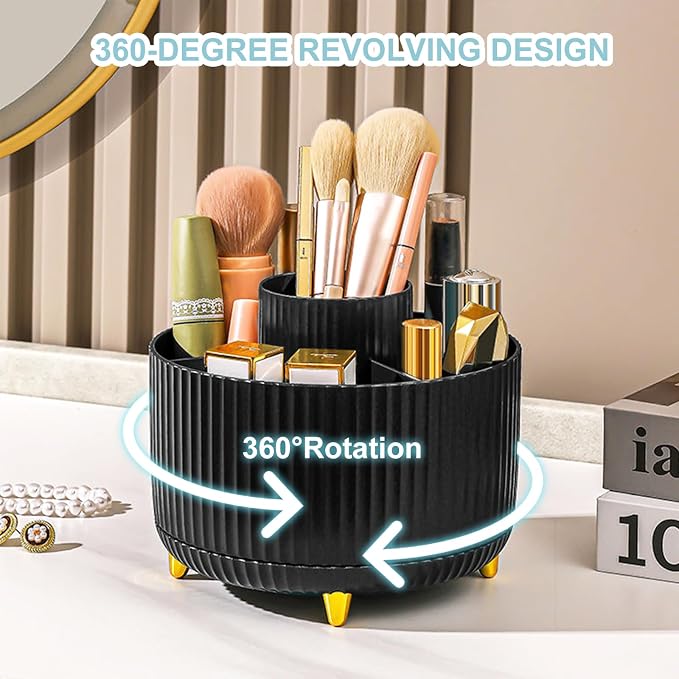 Cayxenful Pencil Holder For Desk, 5 Slots 360°Degree Rotating Desk Organizers - Image 4