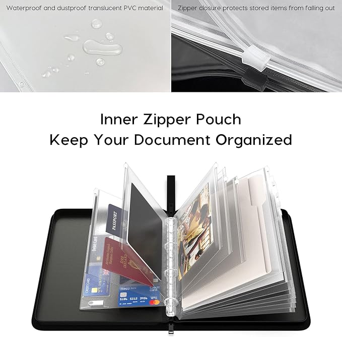 Important Document Organizer Zipper Binder, Fireproof Document Bag - Image 3