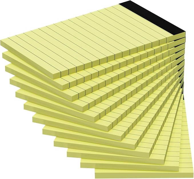 12 Pack Notepads 3x5, Perforated Yellow Memo Pads, 30 Sheets | Thick Paper by NotePads