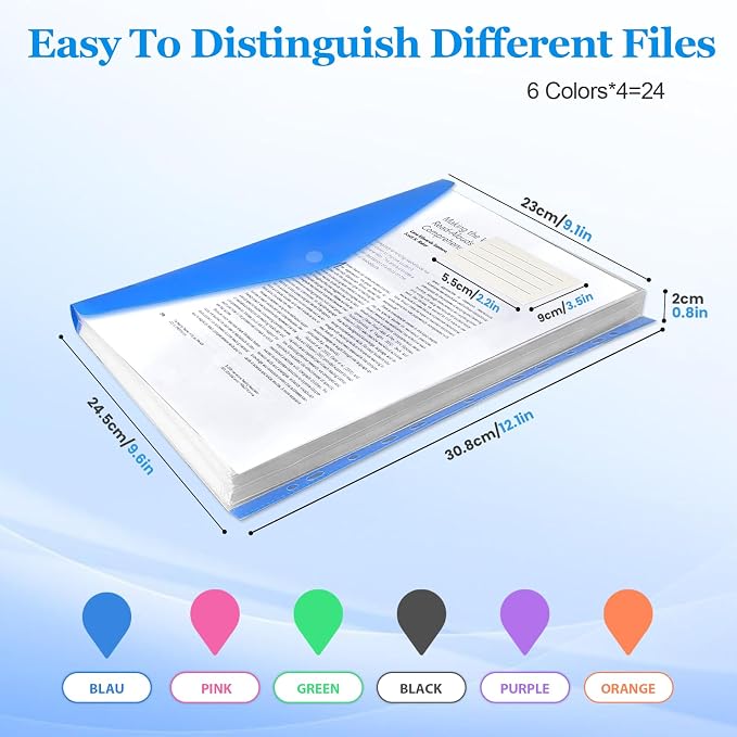 24 Pack Binder Folders with Pockets 11 Holes Expandable Dividers - Image 3