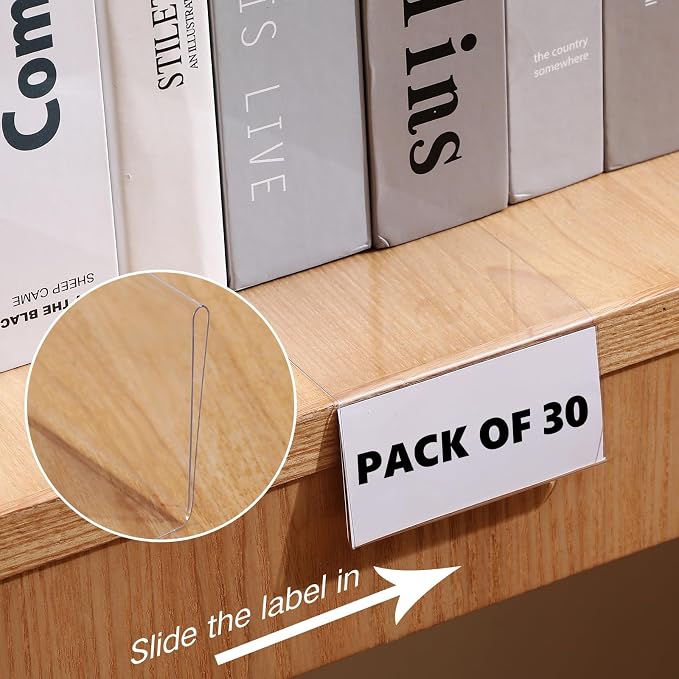 Containlol 30 Pcs Moveable Shelf Label Holders Clear Transparent Plastic - Image 5