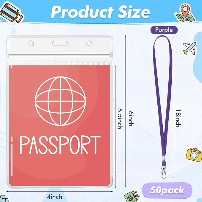 Patelai 50 Pcs 4 x 5.5 Inch Clear Passport Holders - Image 2