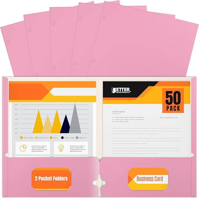 Better Office Products Two Pocket Portfolio Folders, Letter Size Paper Folders by BetterOfficeProducts