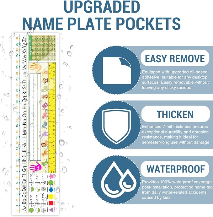 40 PCS Nameplate Pocket, 18.9" x 4.7" Adhesive Desk Name Tag Sleeves Easy - Image 4