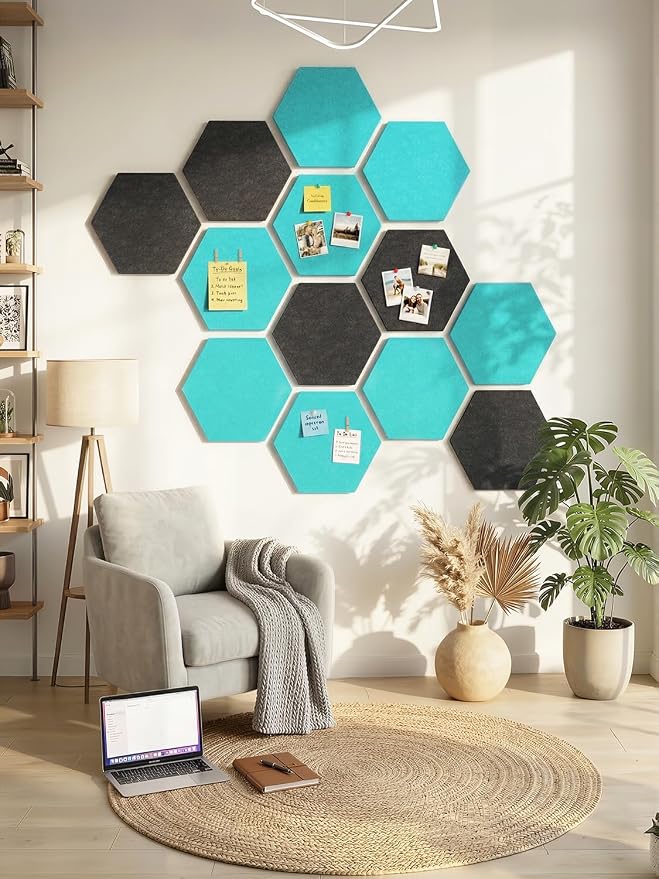 8 Pack Hexagon Felt Bulletin Board Tiles - Image 6