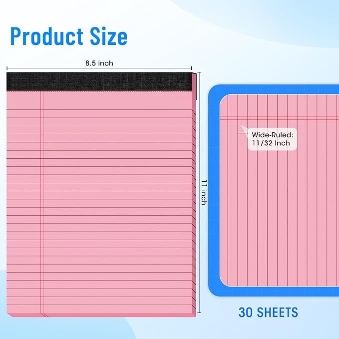 5pcs Legal Pads 8.5 x 11, Notepads 8.5 x 11 Inch, 30 Sheets/Pack, Color Note - Image 2