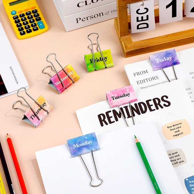 Tenare 6 Pieces Teacher Essentials Large Binder Clips 2 Inches Teacher Binder - Image 3